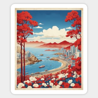 Busan South Korea Travel Tourism Retro Vintage Art Sticker